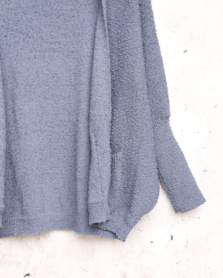 Open Fuzzy Cardigan with Pockets in Blue