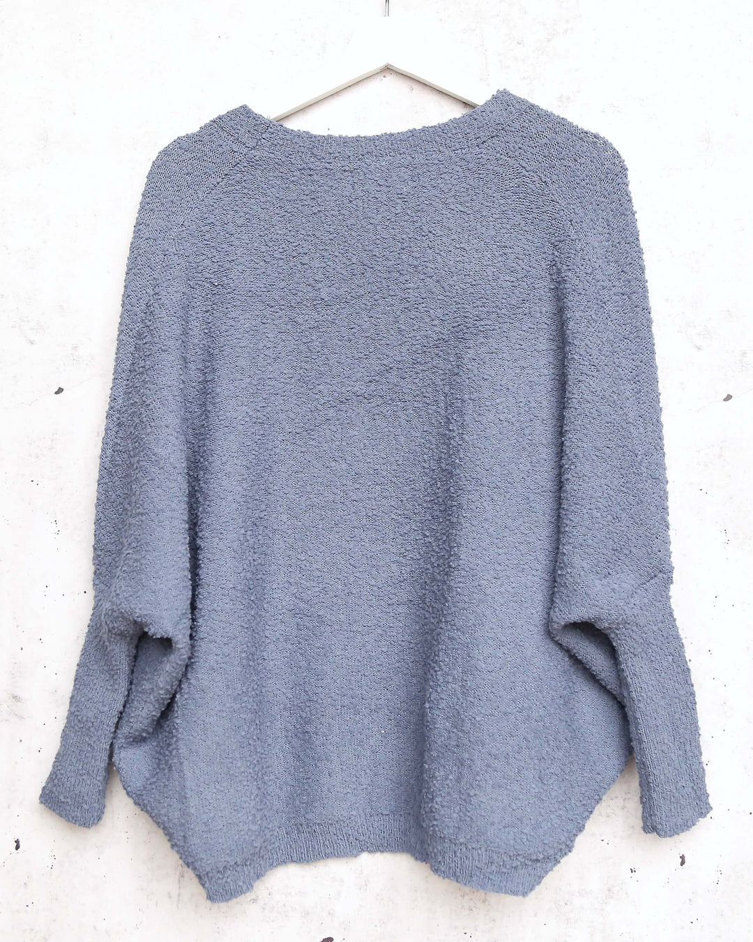 Open Fuzzy Cardigan with Pockets in Blue