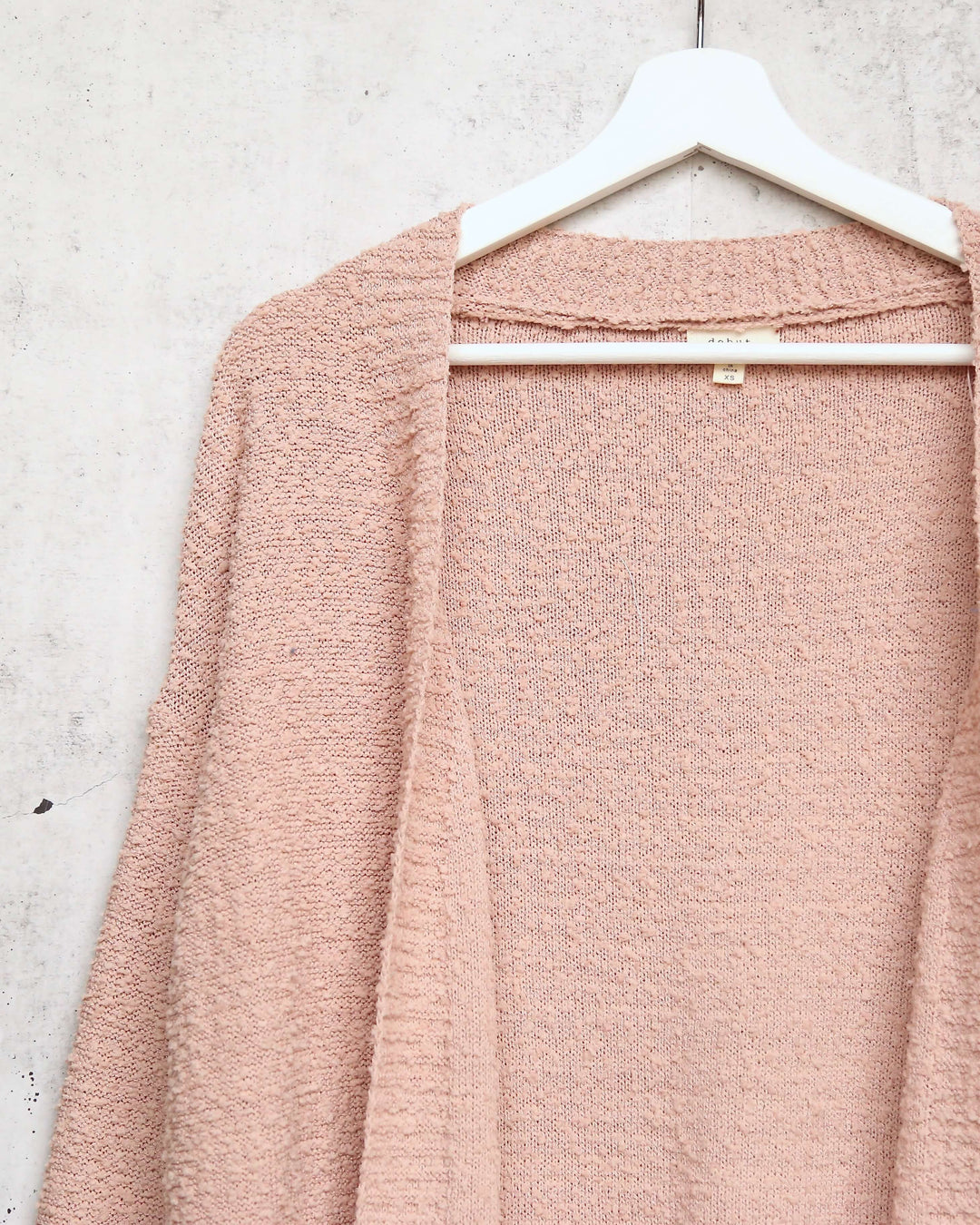 Open Fuzzy Cardigan with Pockets in Dusty Pink