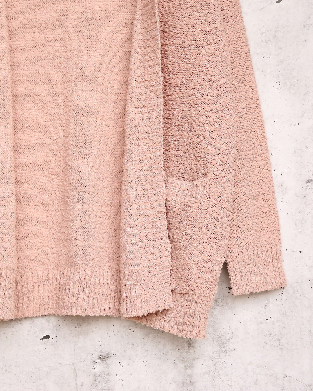 Open Fuzzy Cardigan with Pockets in Dusty Pink