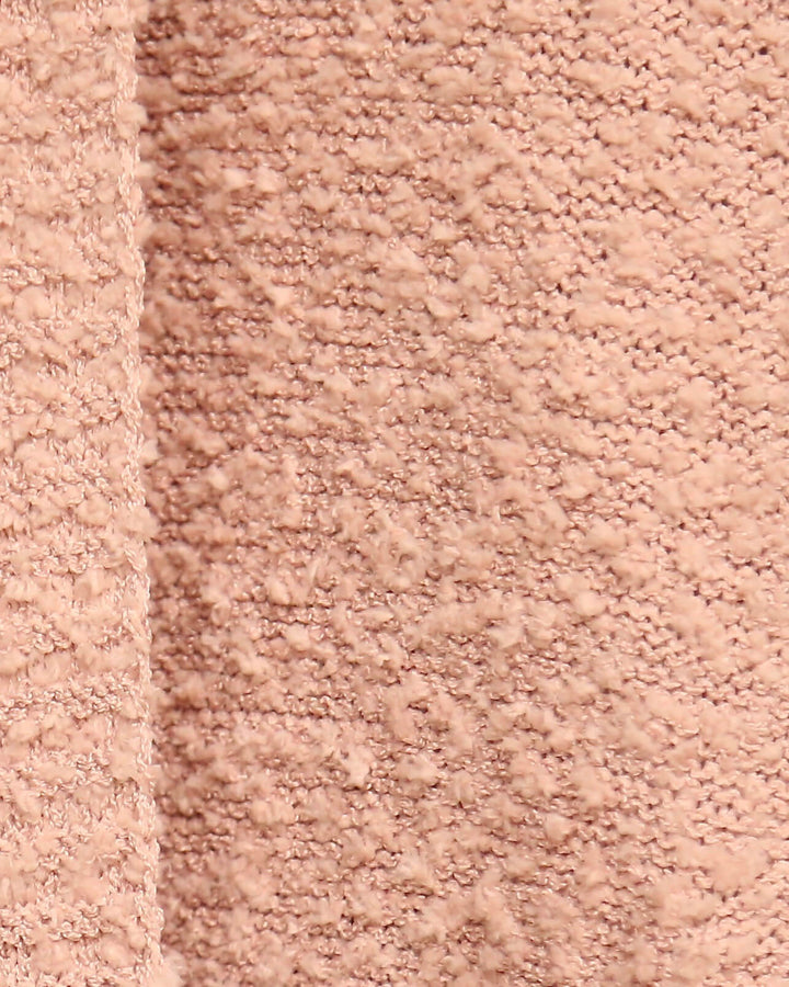 Open Fuzzy Cardigan with Pockets in Dusty Pink