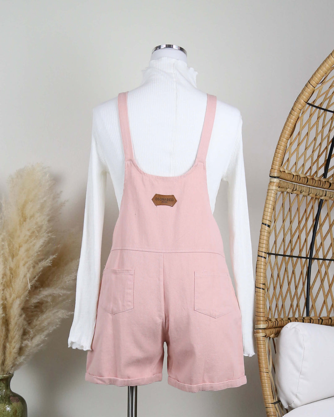 Over It Shortall Overalls in Pink Denim