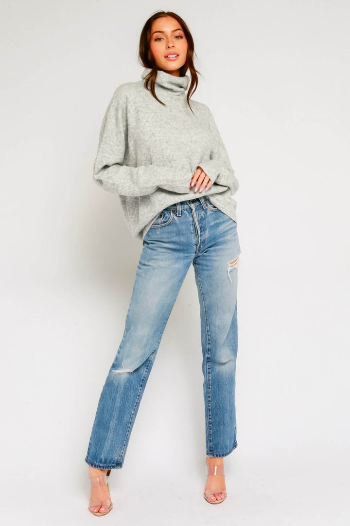 Brenda Fuzzy Mock Neck Sweater in More Colors