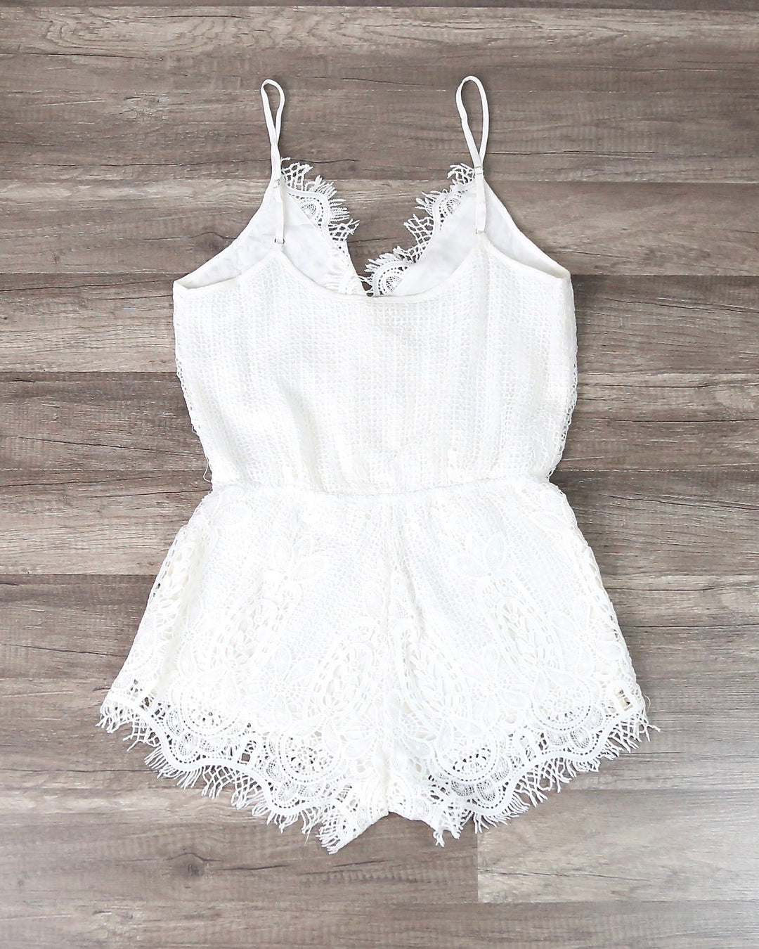 Lace Embroidered Romper in Ivory