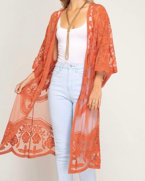 half sleeve - crochet - lace - midi - duster - cardigan - floral - boho - bohemian - beach cover up - carrot