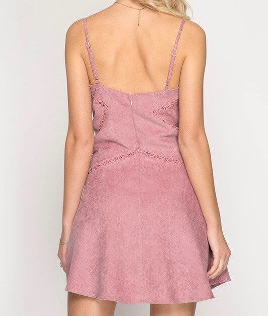 Final Sale - Cami Corduroy Dress in Rose