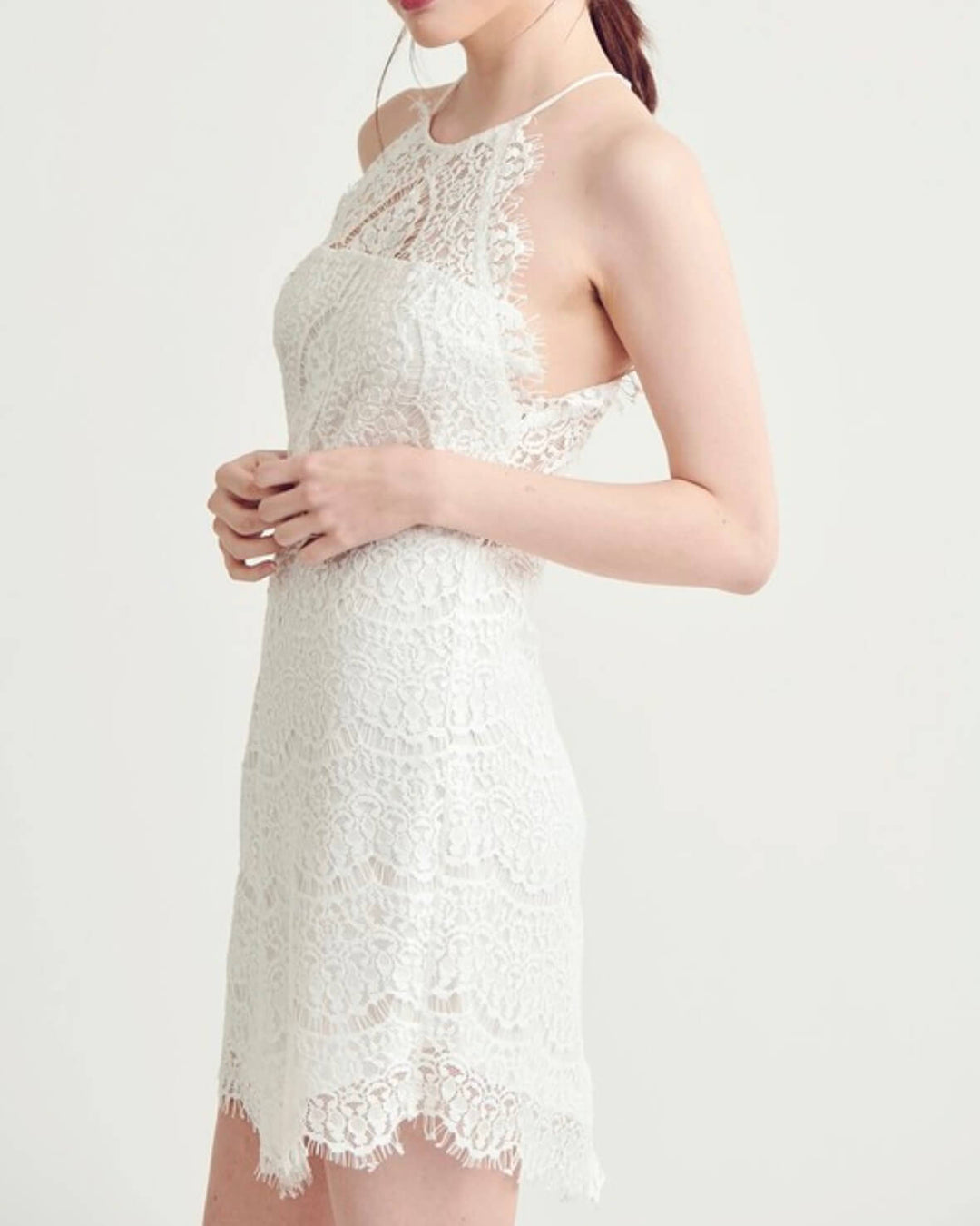 Sleeveless Halter Lace Mini Dress - More Colors