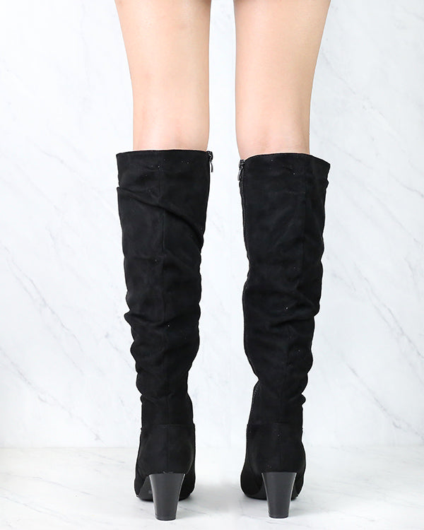 Sassy Scrunched Tall Knee High Boots - More Colors