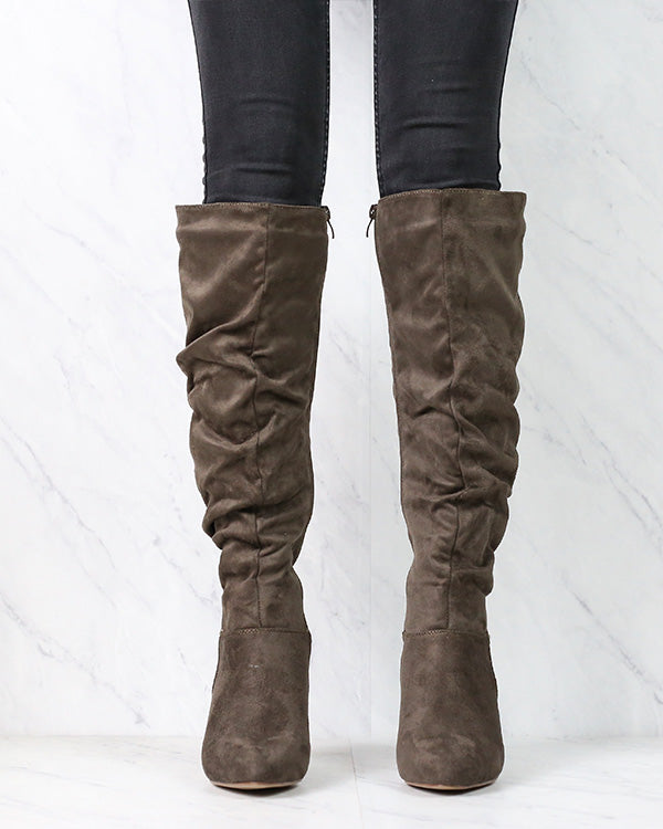 Sassy Scrunched Tall Knee High Boots - More Colors