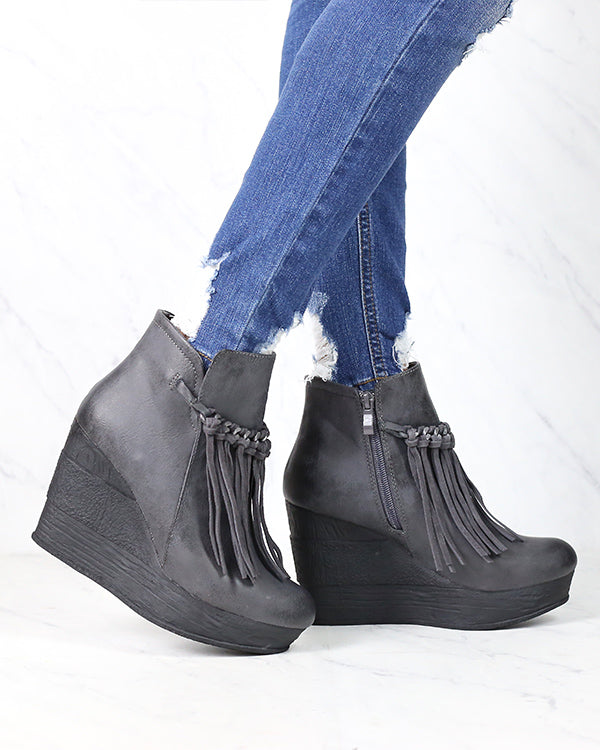 Sbicca Vintage Collection - Zepp Wedge Fringe Ankle Bootie in More Colors