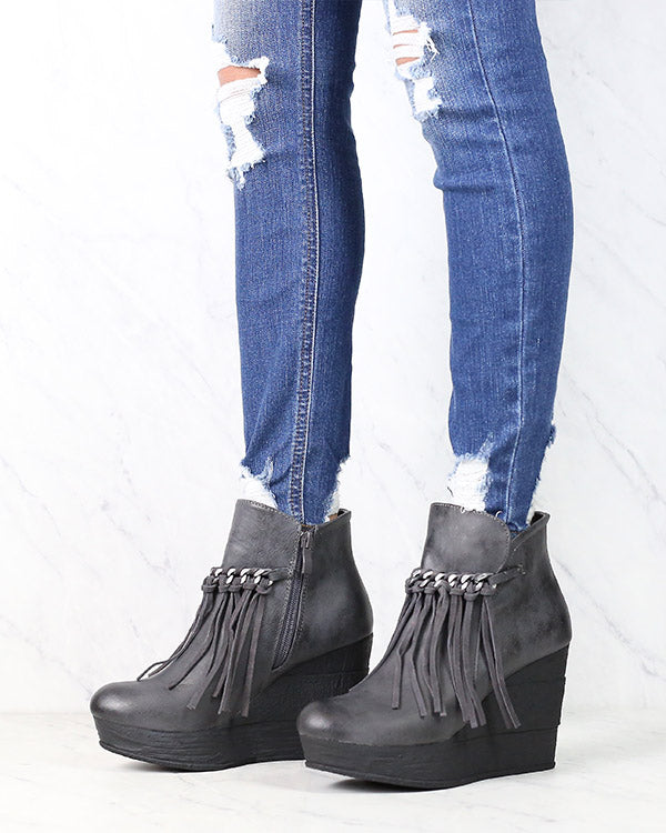 Sbicca Vintage Collection - Zepp Wedge Fringe Ankle Bootie in More Colors