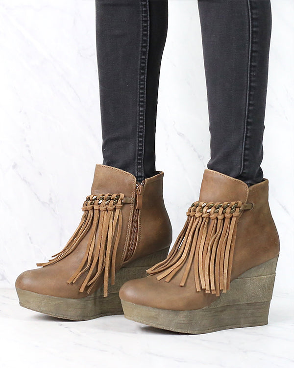 Sbicca Vintage Collection - Zepp Wedge Fringe Ankle Bootie in More Colors