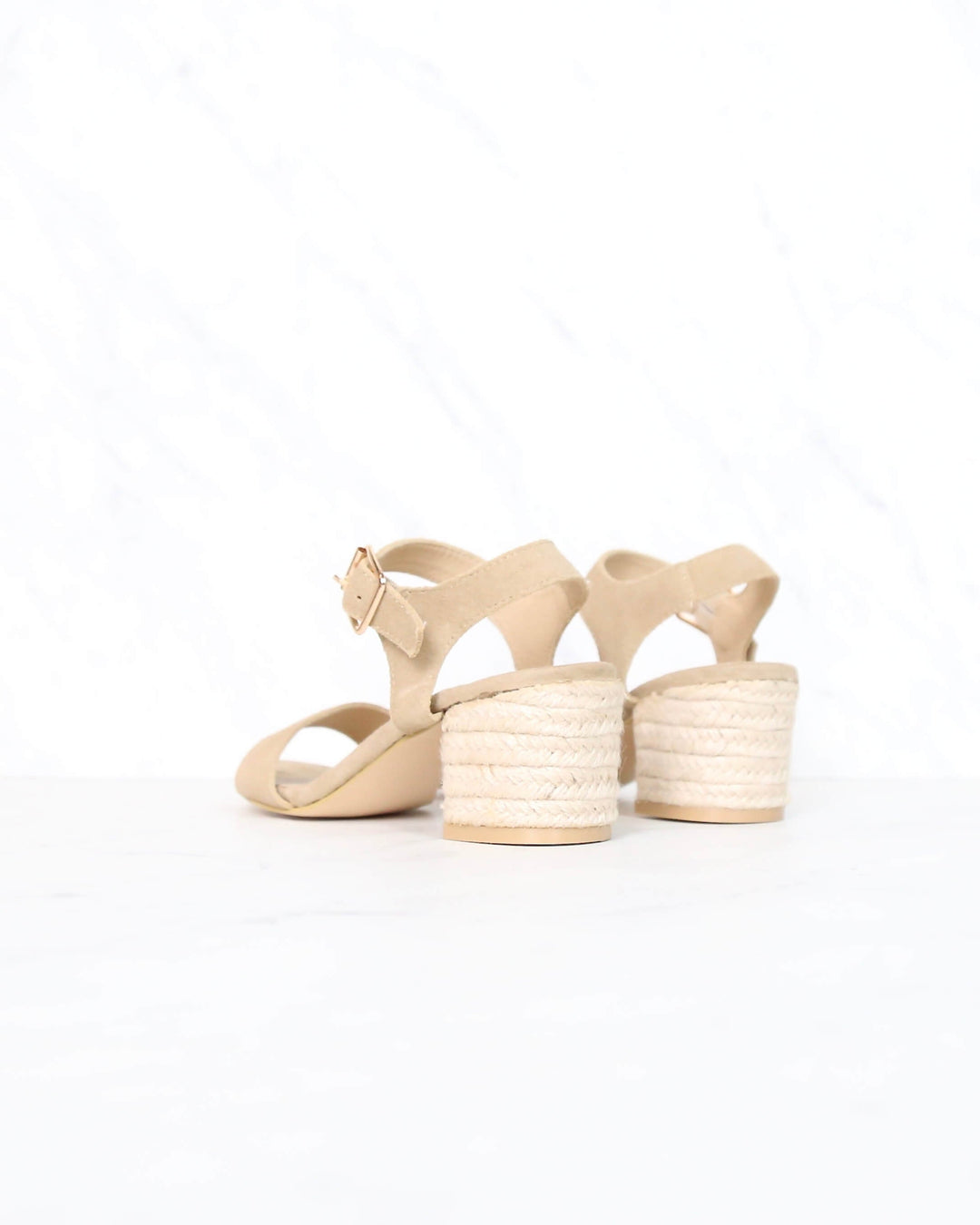 Sbicca - Whirlaway Beige Suede Leather Ankle Strap Jute Heels