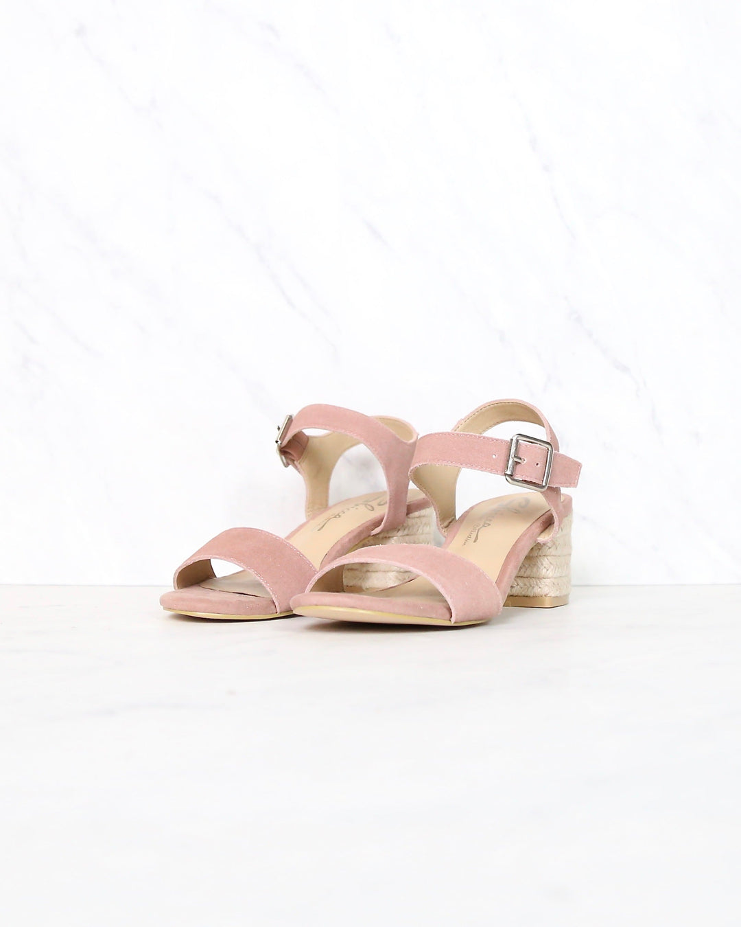 Sbicca - Whirlaway Blush Suede Leather Ankle Strap Jute Heels