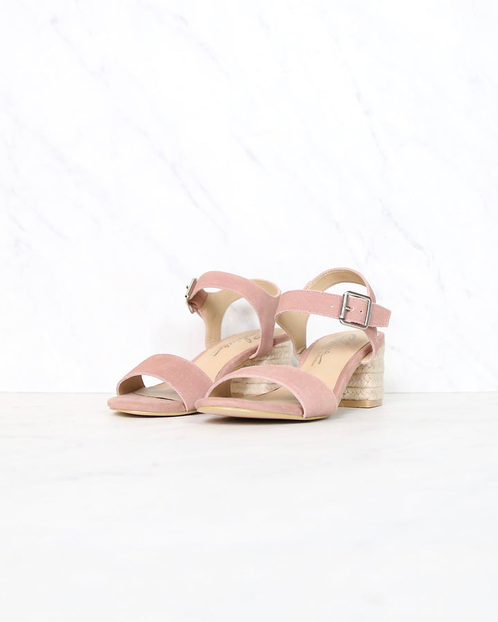Sbicca - Whirlaway Blush Suede Leather Ankle Strap Jute Heels
