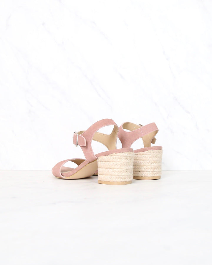 Sbicca - Whirlaway Blush Suede Leather Ankle Strap Jute Heels