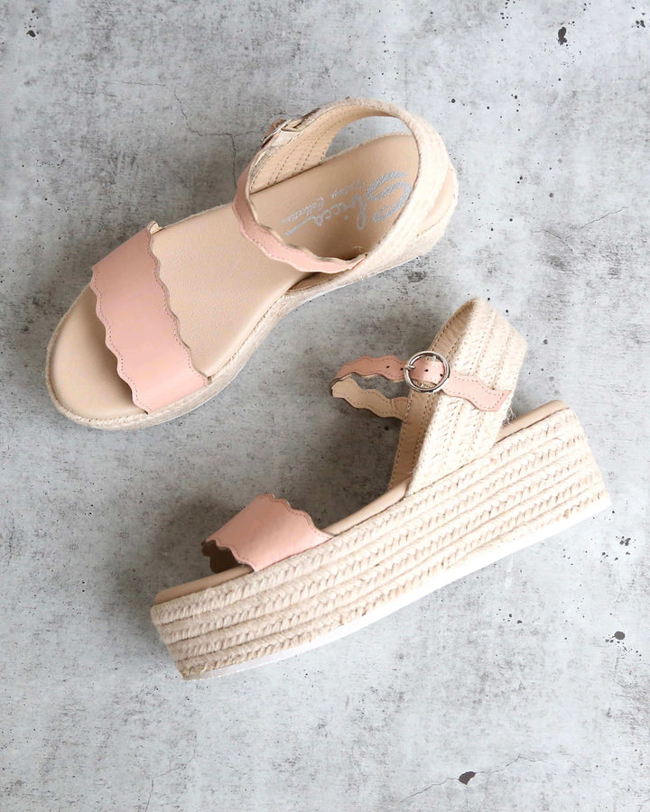 Sbicca Charasmatic Espdadrille Scalloped Edge Ankle Strap Sandal in Blush