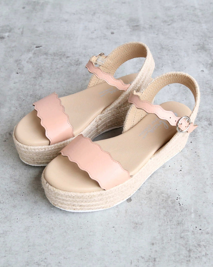 Sbicca Charasmatic Espdadrille Scalloped Edge Ankle Strap Sandal in Blush