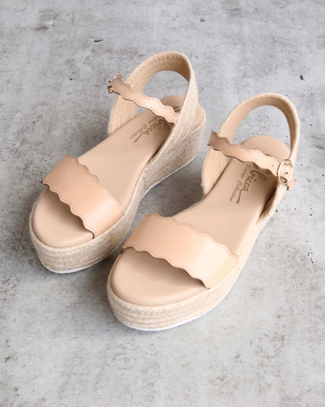 Sbicca Charasmatic Espdadrille Scalloped Edge Ankle Strap Sandal in Natural