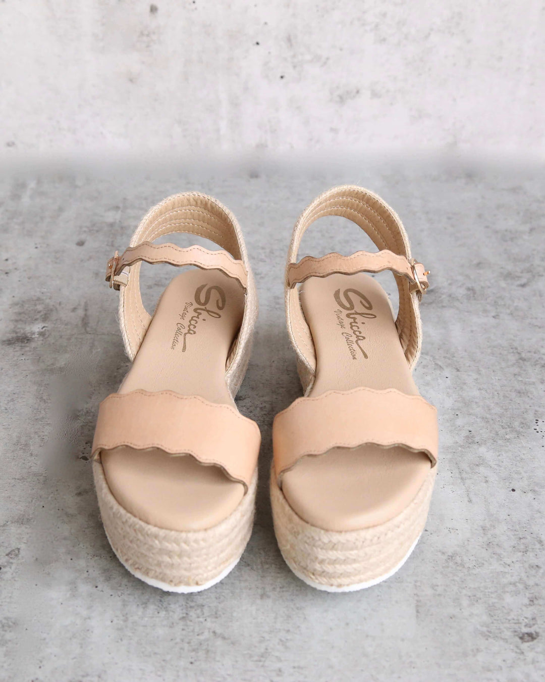 Sbicca Charasmatic Espdadrille Scalloped Edge Ankle Strap Sandal in Natural