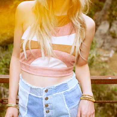 multi color suede crop top - shophearts - 3