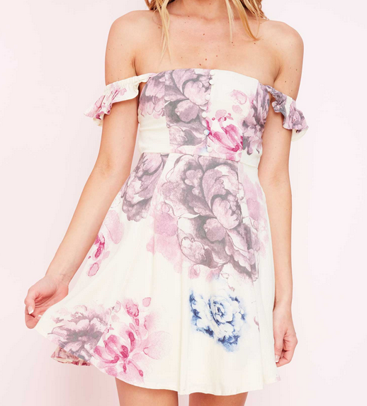 off the shoulder strapless romantic floral dress - shophearts - 3