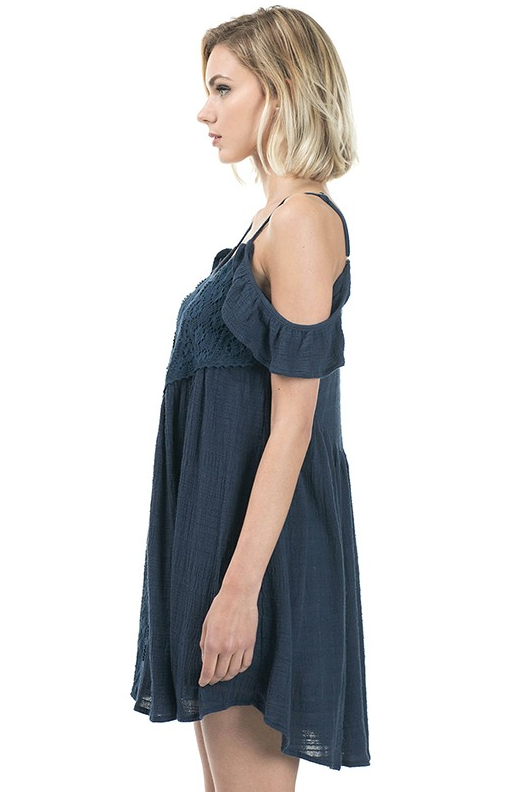 gauzy flutter sleeve boho dress - navy - shophearts - 5