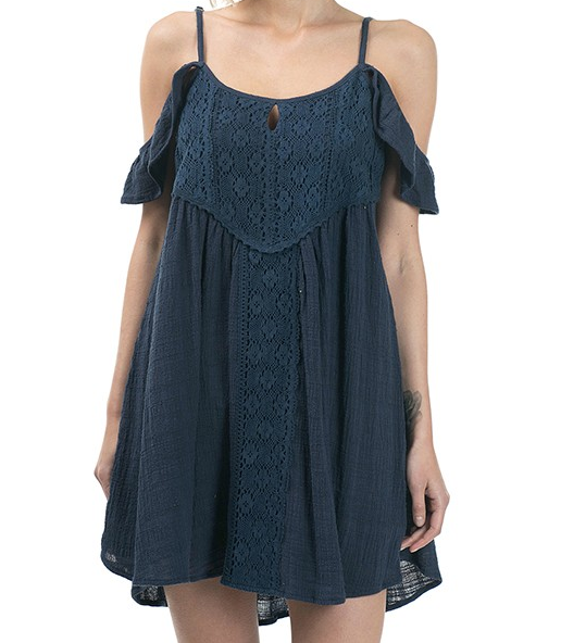 gauzy flutter sleeve boho dress - navy - shophearts - 6