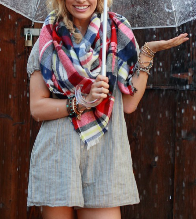 oversize plaid blanket scarf - red - shophearts - 3