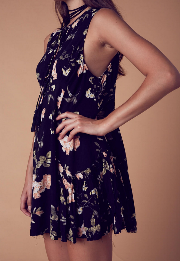 Haiku raw hem challis floral mini dress - shophearts - 5