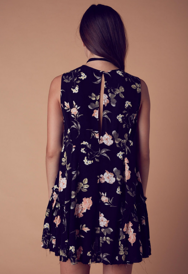 Haiku raw hem challis floral mini dress - shophearts - 6