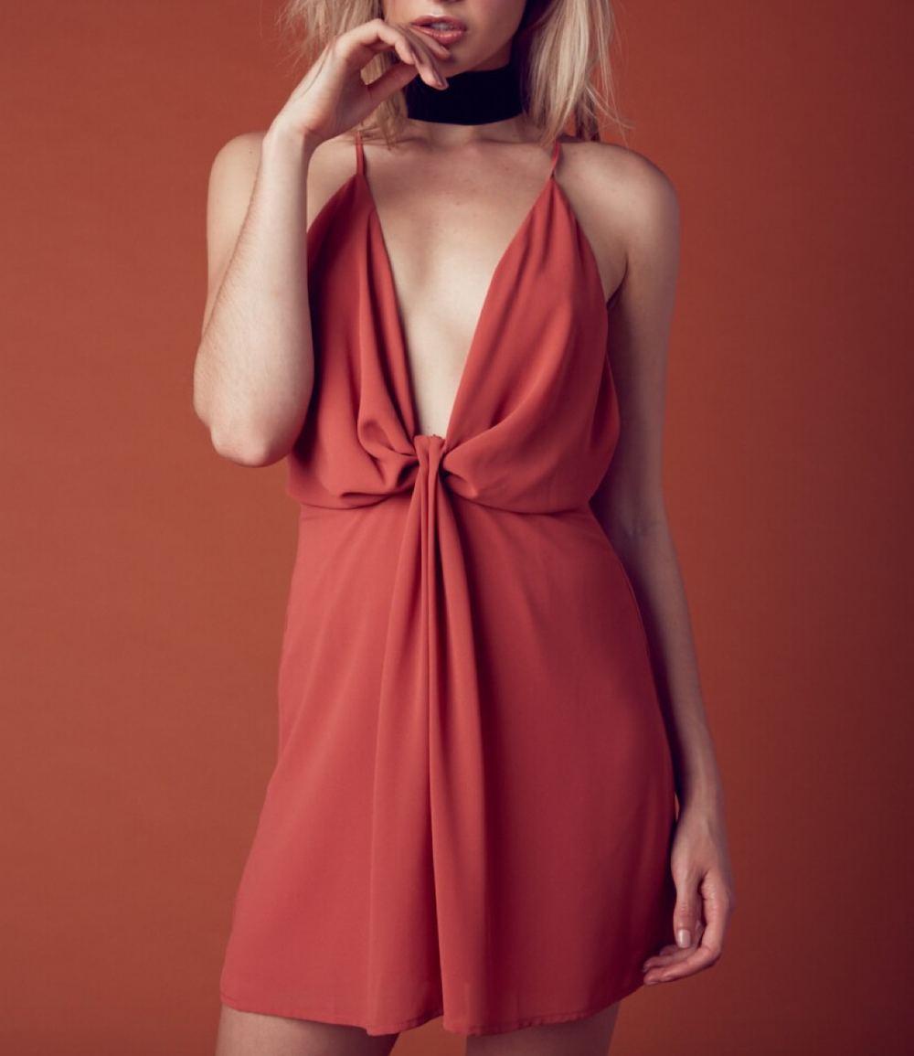 Leah knot chiffon dress - sienna orange - shophearts - 2