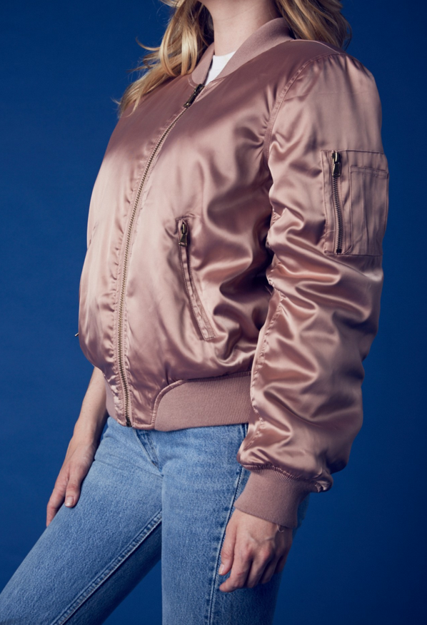 padded satin bomber jacket - mauve - shophearts - 5