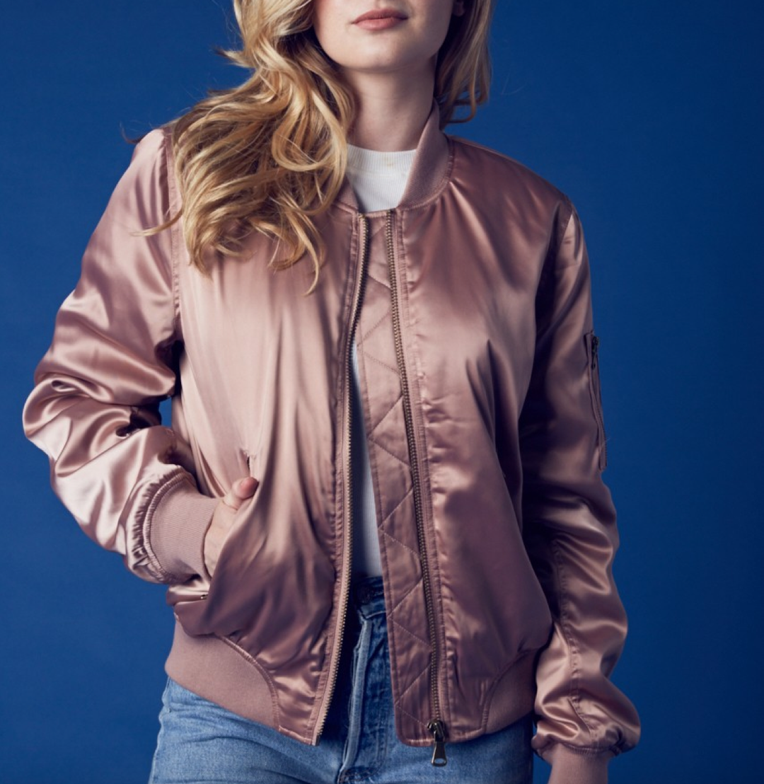 padded satin bomber jacket - mauve - shophearts - 7