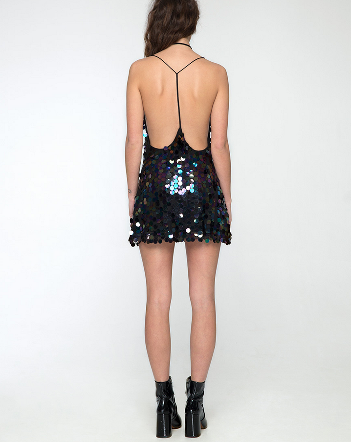 motel - Finn Slip Dress in Black Opal Sequin - shophearts - 2