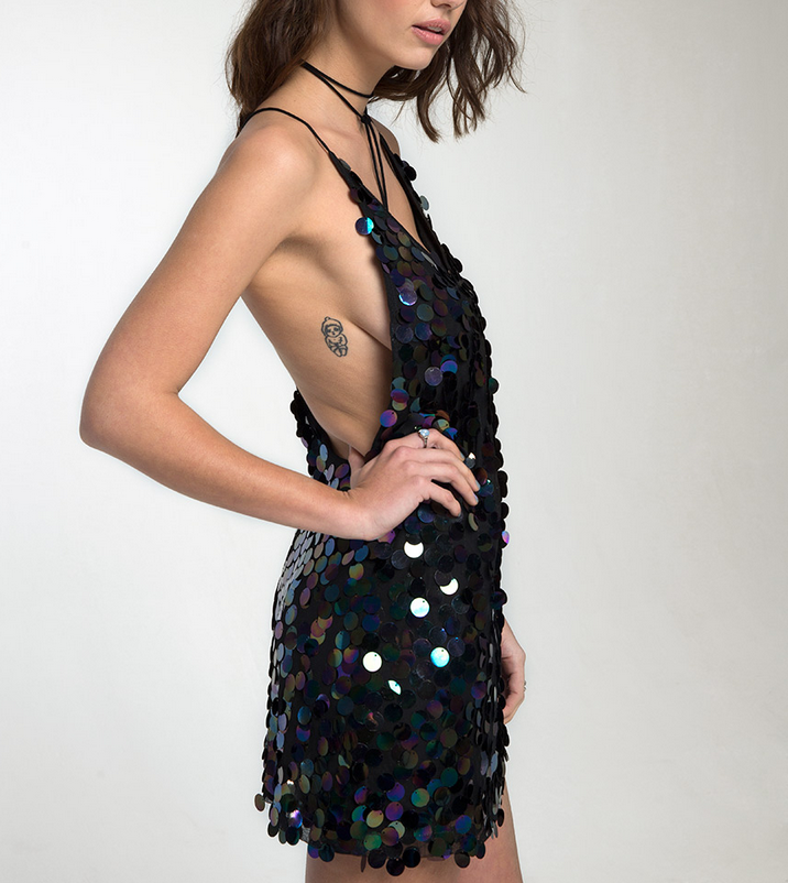 motel - Finn Slip Dress in Black Opal Sequin - shophearts - 3