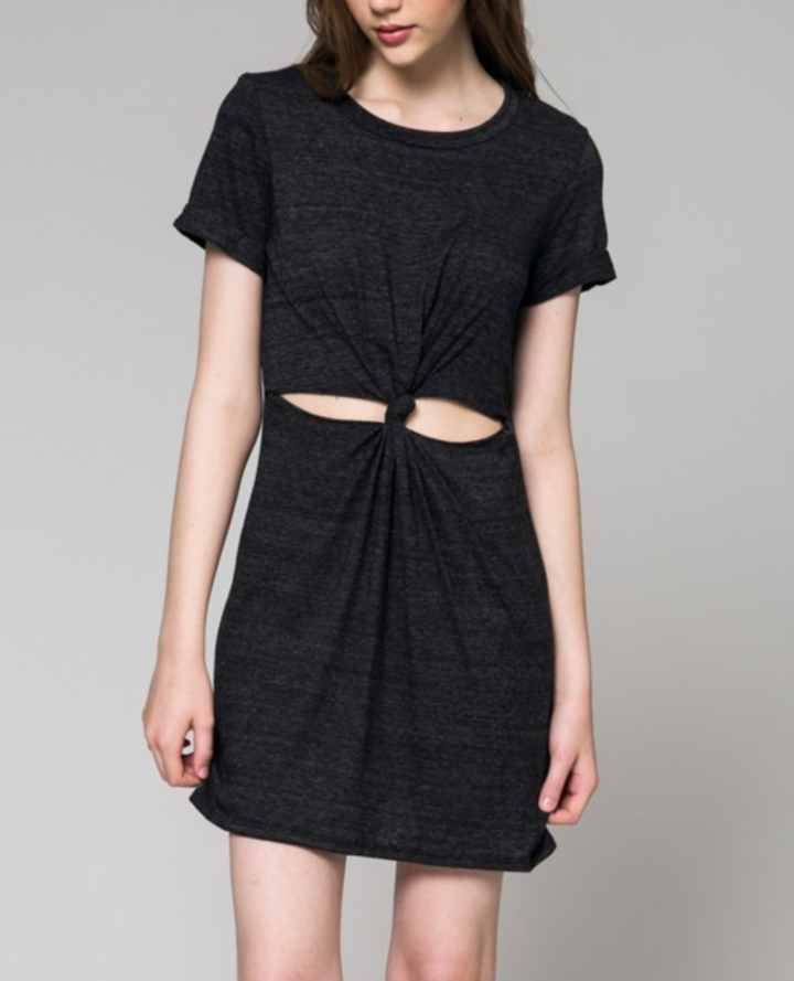 Honey Punch - Knot It Front Knot T-Shirt Dress in More Colors