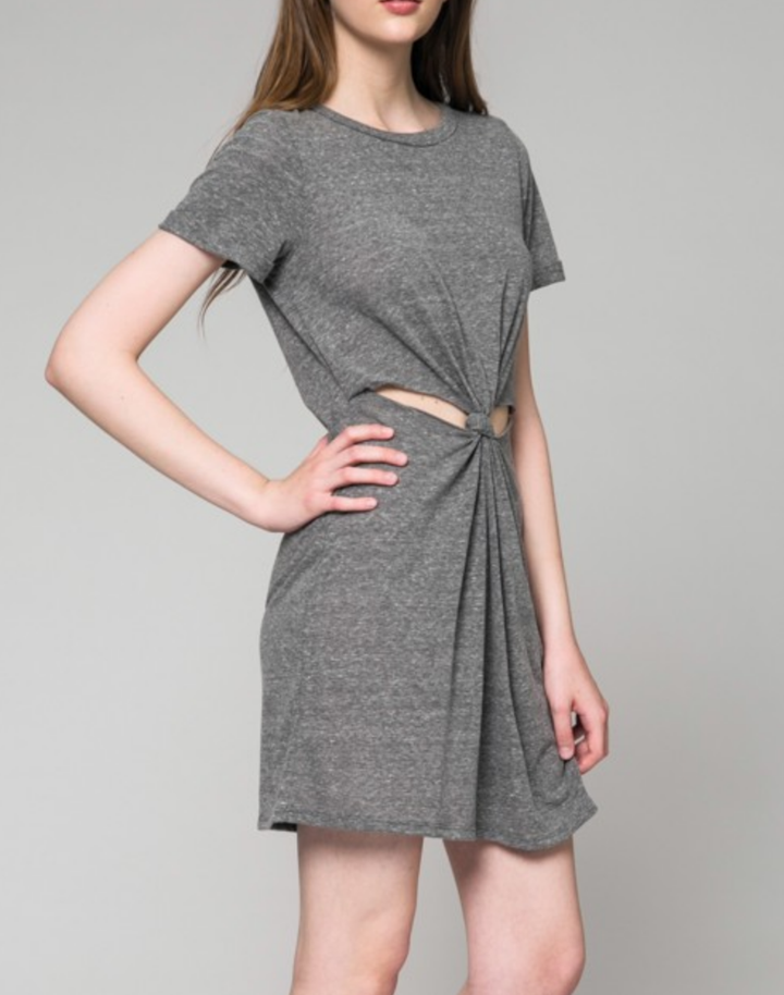 Honey Punch - Knot It Front Knot T-Shirt Dress in More Colors