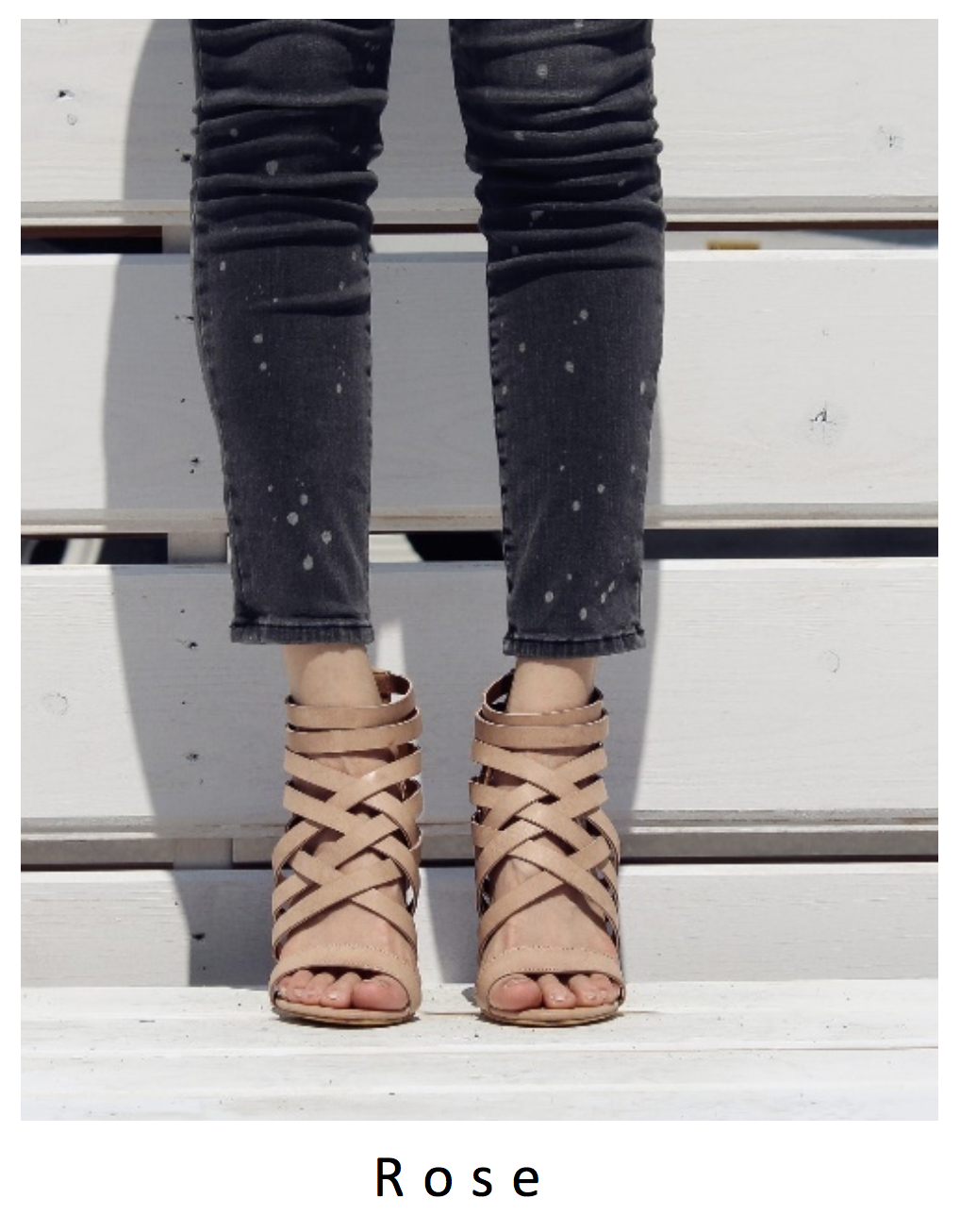 Final Sale - Strappy Stacked Heel Sandals in Rose