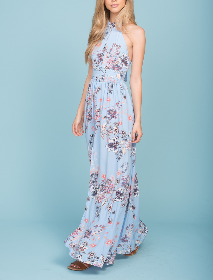 Open Back Floral Maxi Dress in More Colors