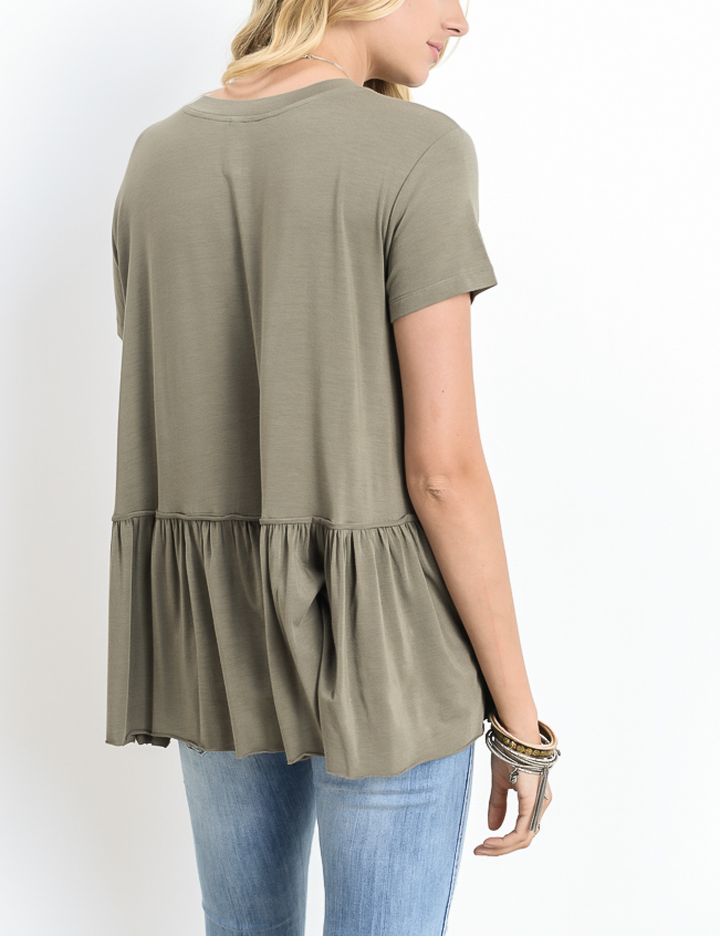 Peplum Crewneck Tee Shirt in More Colors