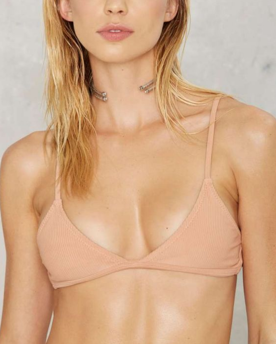 Ribbed Bikini Top in Peach