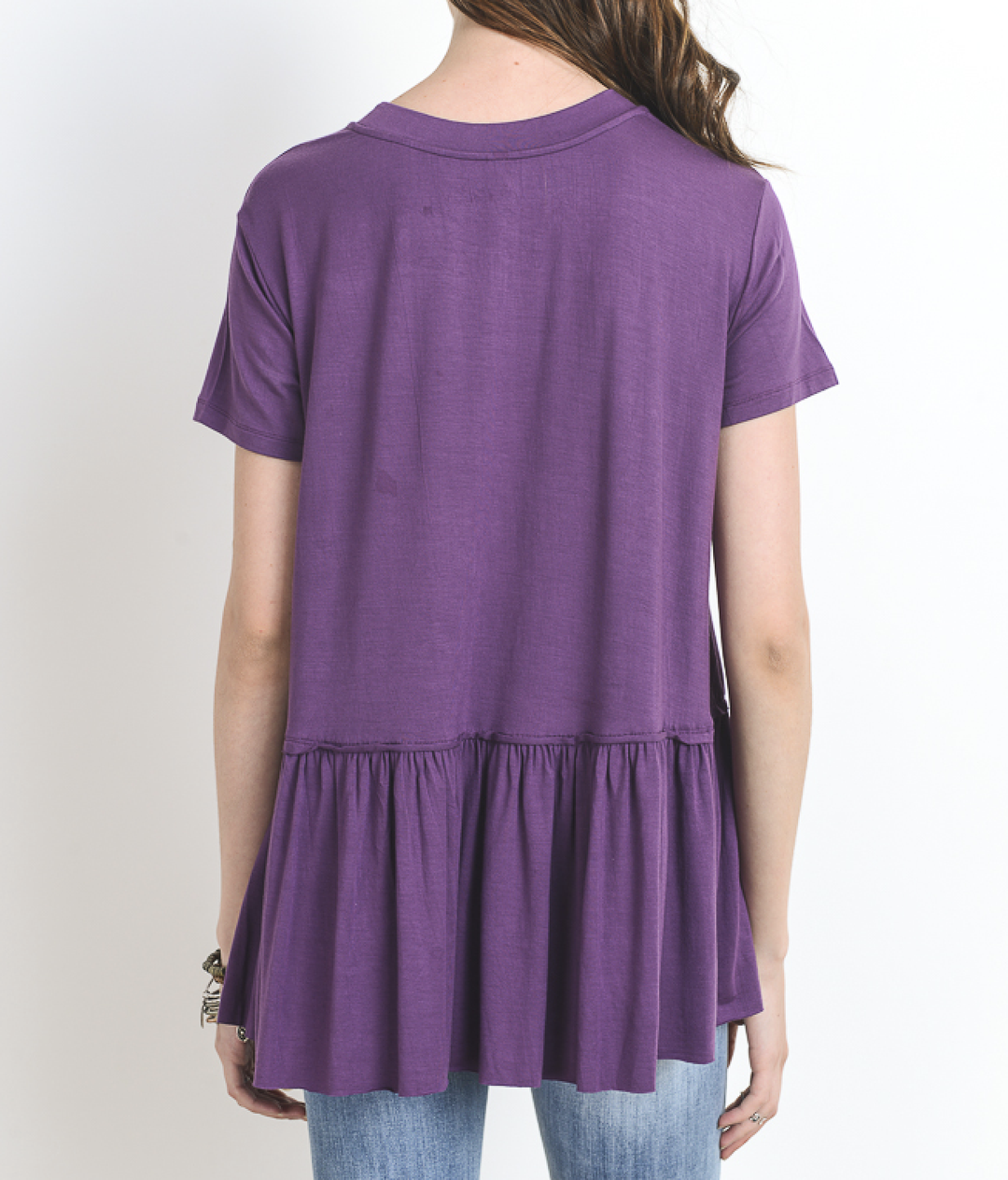 Peplum Crewneck Tee Shirt in More Colors