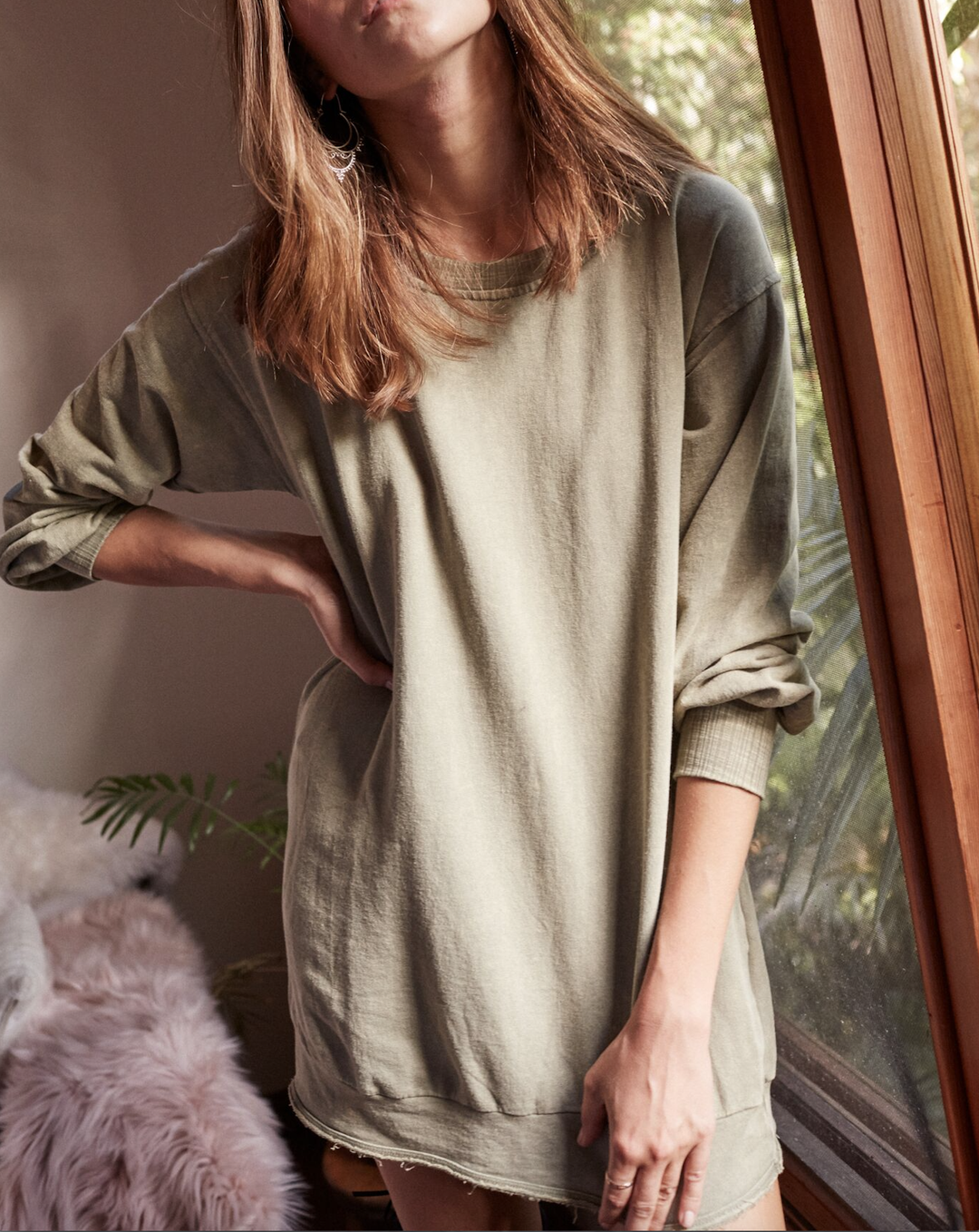 Final Sale - Somedays Lovin - Mountains Fade Sweat Tunic in Sage