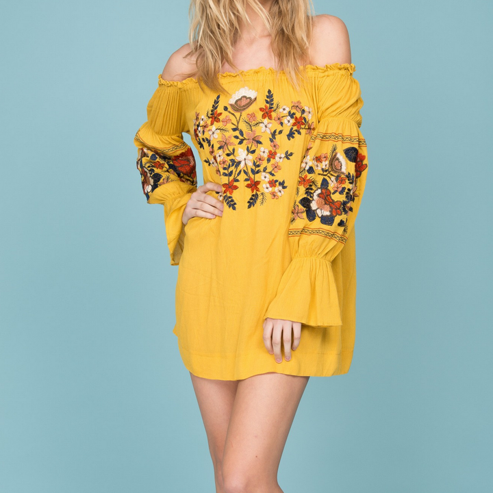 Off the Shoulder Embroidered Dress in More Colors