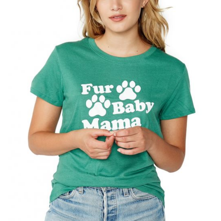 Sub_Urban Riot - Fur Baby Mama Loose Graphic Tee in Evergreen