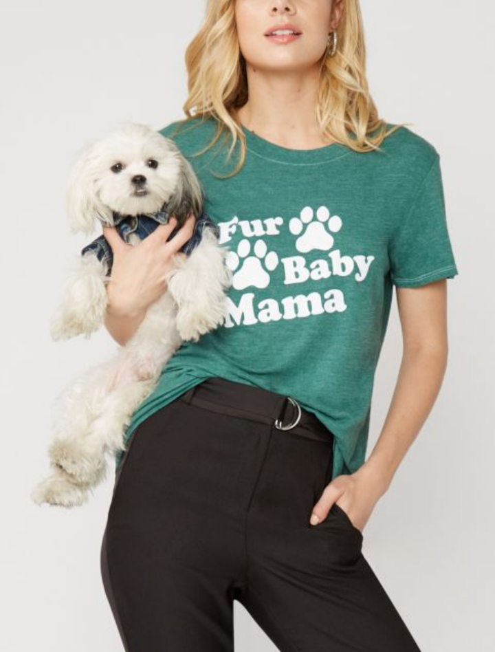 Sub_Urban Riot - Fur Baby Mama Loose Graphic Tee in Evergreen
