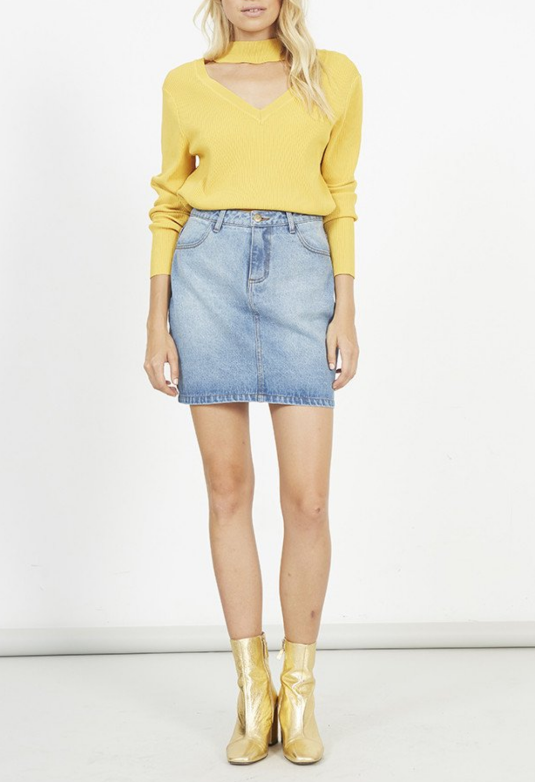 Final Sale - MINKPINK - Rise Jumper Knit Sweater in Marigold