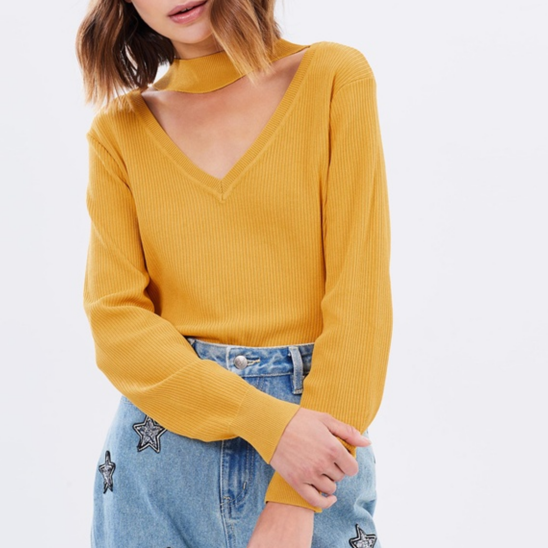 Final Sale - MINKPINK - Rise Jumper Knit Sweater in Marigold