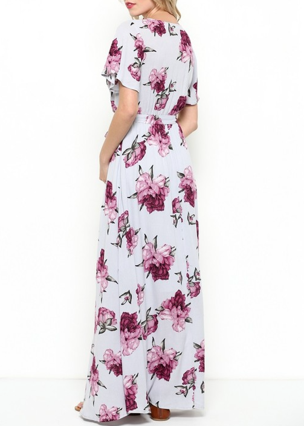 The Lone Traveler Floral Maxi Wrap Dress in Light Purple
